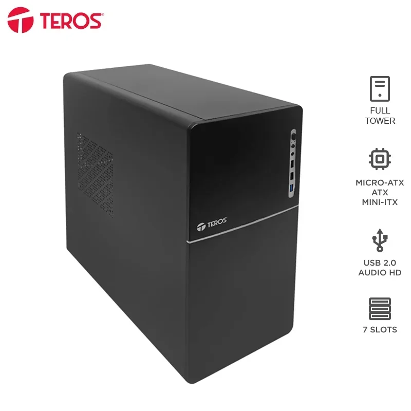 Case con fuente Teros-1038S, Full, E-ATX, ATX, MICRO-ATX, ITX, USB, Audio, 250W - Teros con Garantía Oficial Perú