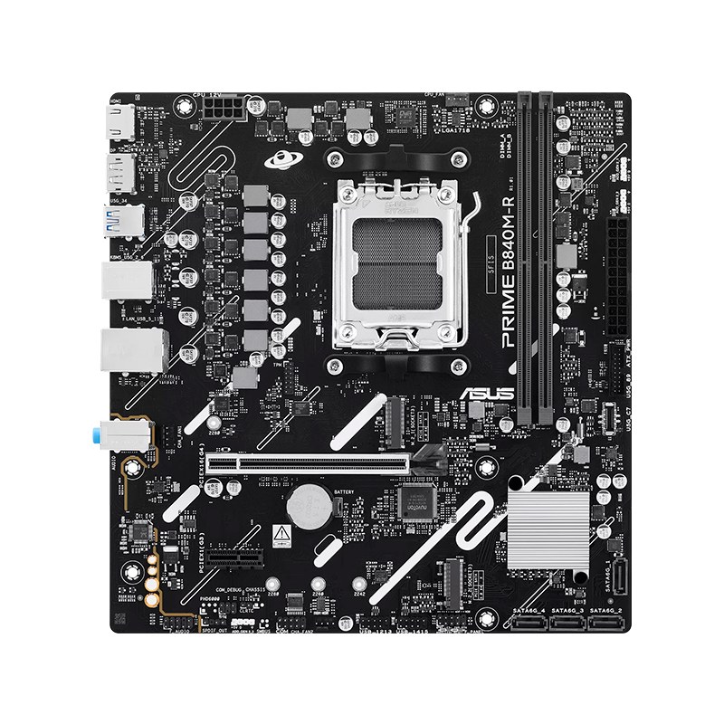 Motherboard ASUS Prime B840M-R, AMD B840, AM5, DDR5, 2 x DIMM, Ethernet 1Gb, mATX - Asus con Garantía Oficial Perú
