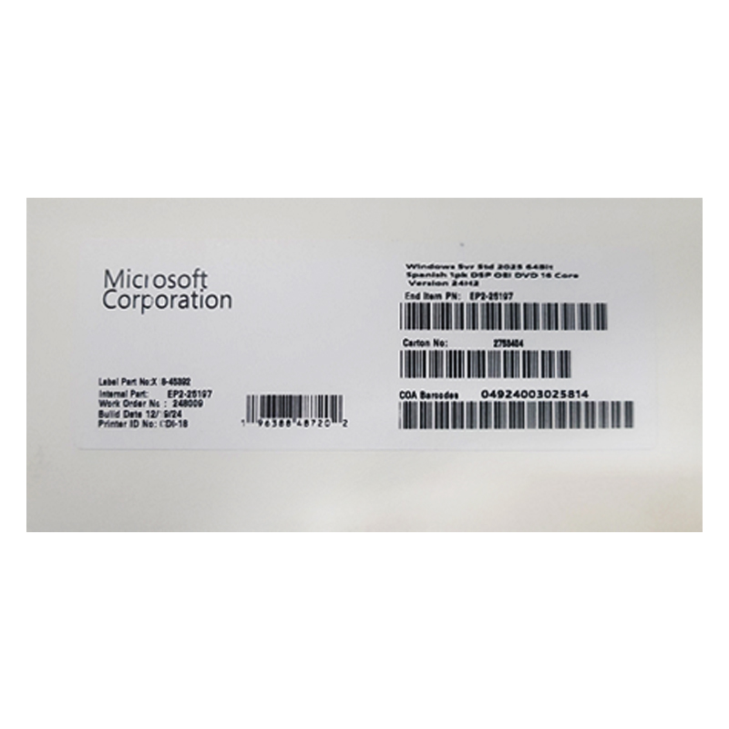 Sistema Operativo Windows SVR STD 2025 64BIT 1PK