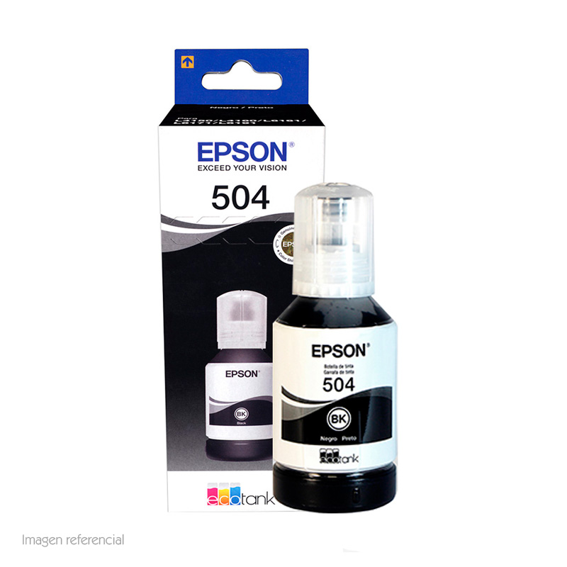 Epson Botella de tinta EPSON T504, color negro, contenido 127ml, para impresoras EPSON L4160 - Epson con Garantía Oficial Perú