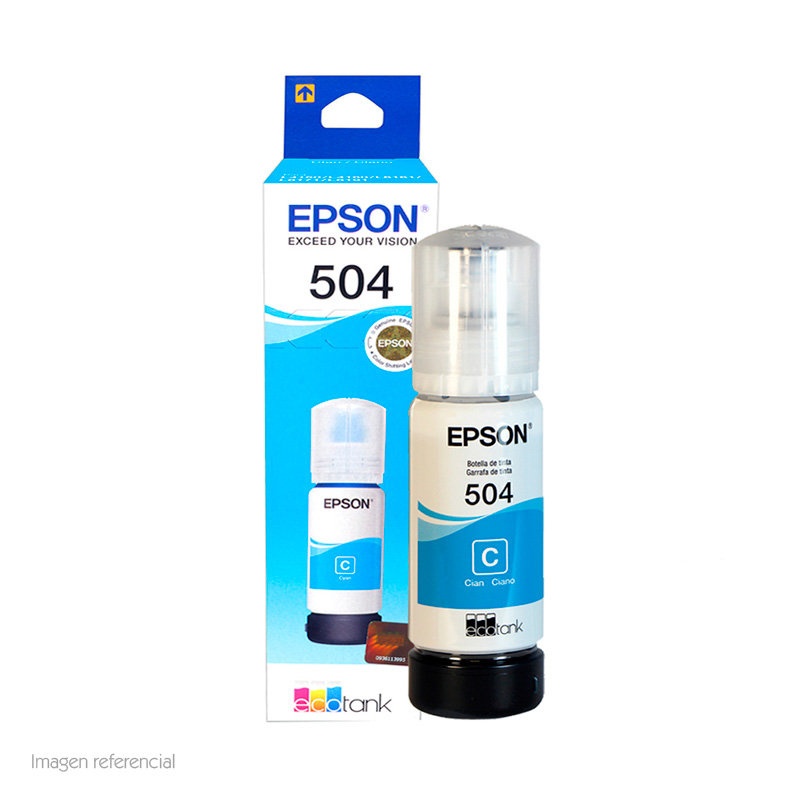 Epson Botella de tinta EPSON T504220-AL, color Cyan, contenido 70ml - Epson con Garantía Oficial Perú