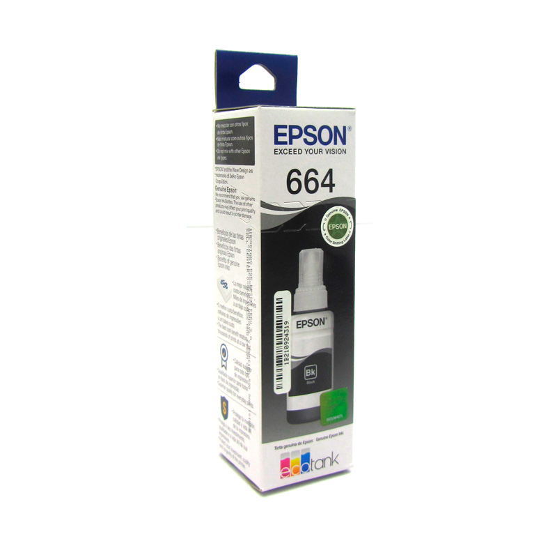 Epson Botella de tinta EPSON T664120, color negro, contenido 70ml, para impresoras EPSON L200 - Epson con Garantía Oficial Perú