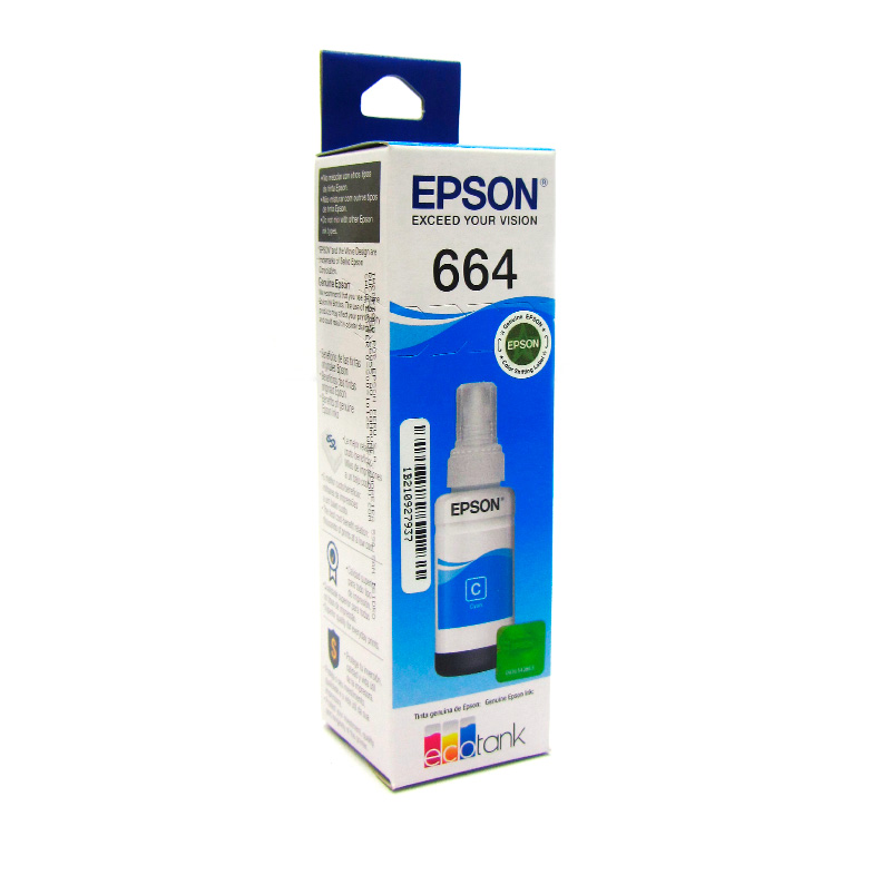 Epson Botella de tinta EPSON T664220, color cyan, contenido 70ml, para impresoras EPSON L200