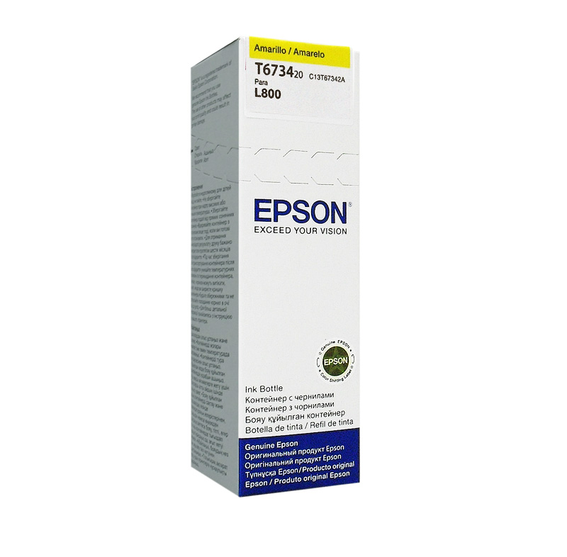 Epson Botella de tinta EPSON 673 (T673420), color amarillo, contenido 70 ml, para impresora L800