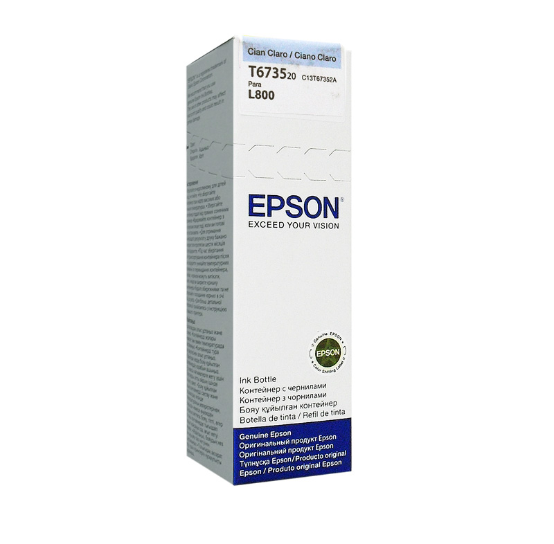 Epson Botella de tinta EPSON 673 (T673520), color cian claro, contenido 70 ml, para impresora L800