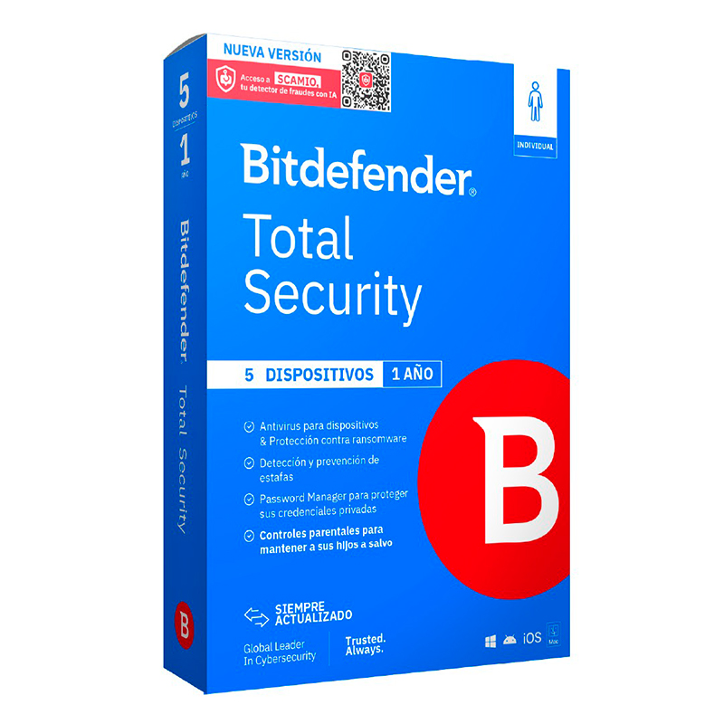 Bitdefender BD TOTAL SEC 5 DISP 12M - Bitdefender con Garantía Oficial Perú
